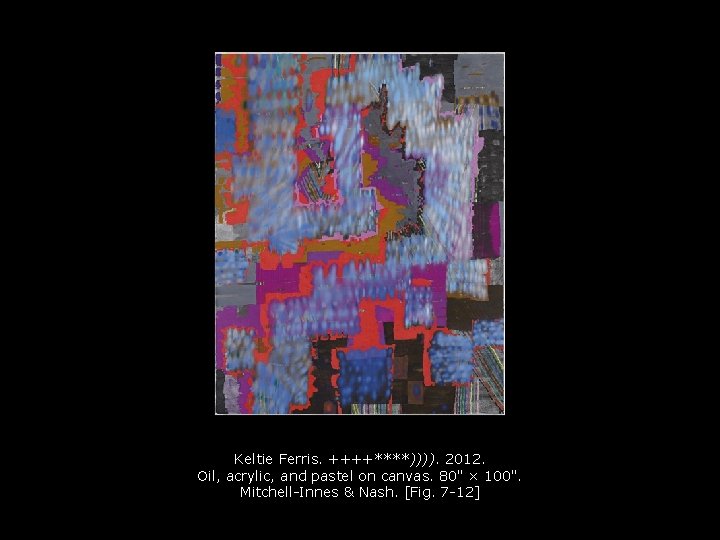 Keltie Ferris. ++++****)))). 2012. Oil, acrylic, and pastel on canvas. 80" × 100". Mitchell-Innes