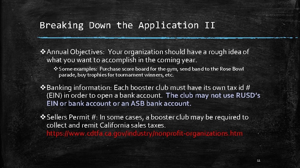 Breaking Down the Application II v. Annual Objectives: Your organization should have a rough