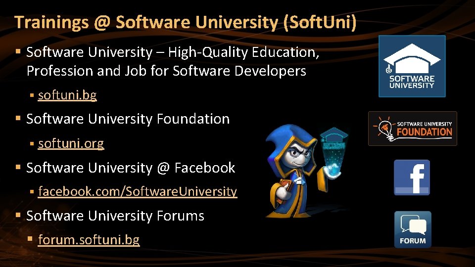 Trainings @ Software University (Soft. Uni) § Software University – High-Quality Education, Profession and
