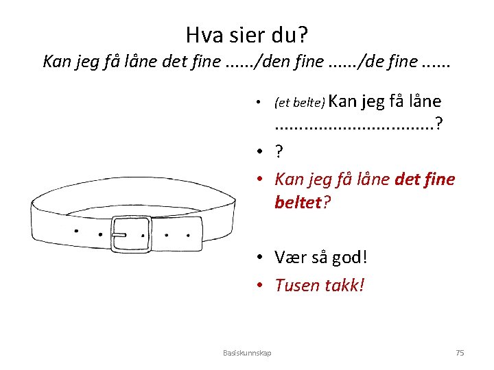 Hva sier du? Kan jeg få låne det fine. . . /den fine. .