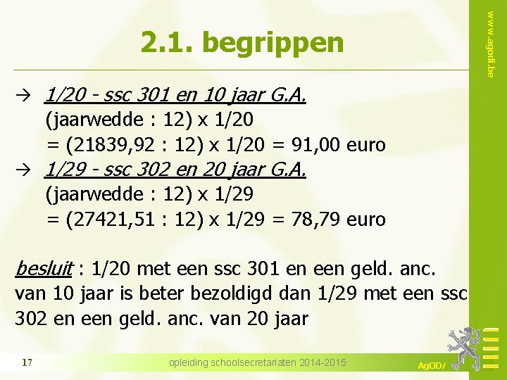 www. agodi. be 2. 1. begrippen 1/20 - ssc 301 en 10 jaar G.