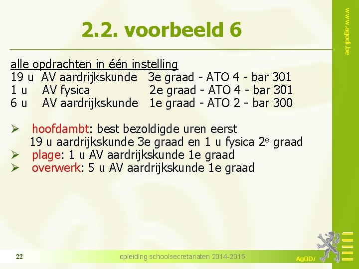 www. agodi. be 2. 2. voorbeeld 6 alle opdrachten in één instelling 19 u