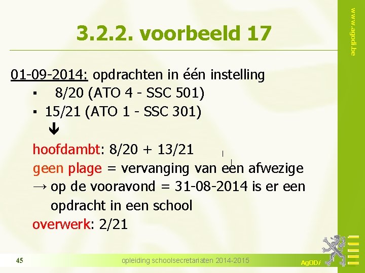 www. agodi. be 3. 2. 2. voorbeeld 17 01 -09 -2014: opdrachten in één