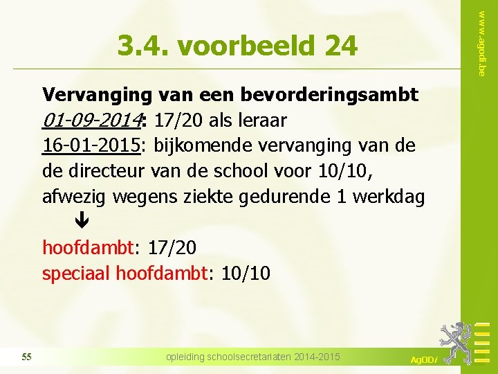 www. agodi. be 3. 4. voorbeeld 24 Vervanging van een bevorderingsambt 01 -09 -2014: