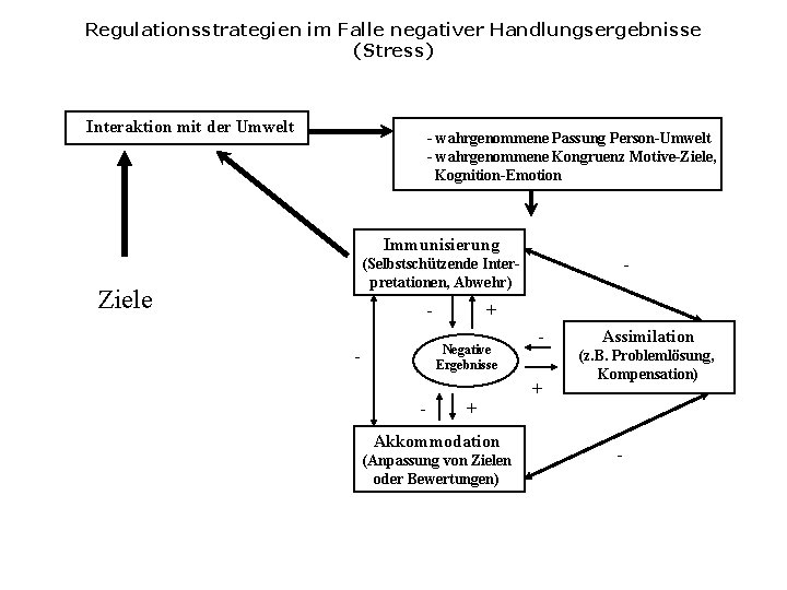 Regulationsstrategien im Falle negativer Handlungsergebnisse (Stress) Interaktion mit der Umwelt - wahrgenommene Passung Person-Umwelt