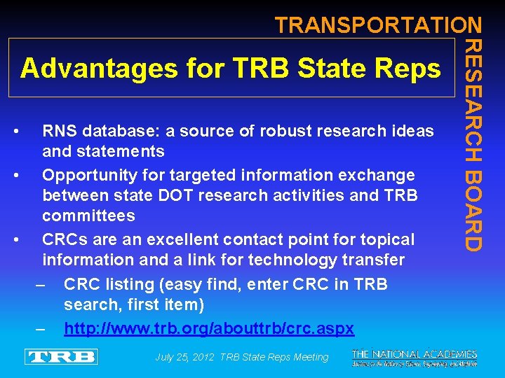 TRANSPORTATION • RNS database: a source of robust research ideas and statements • Opportunity