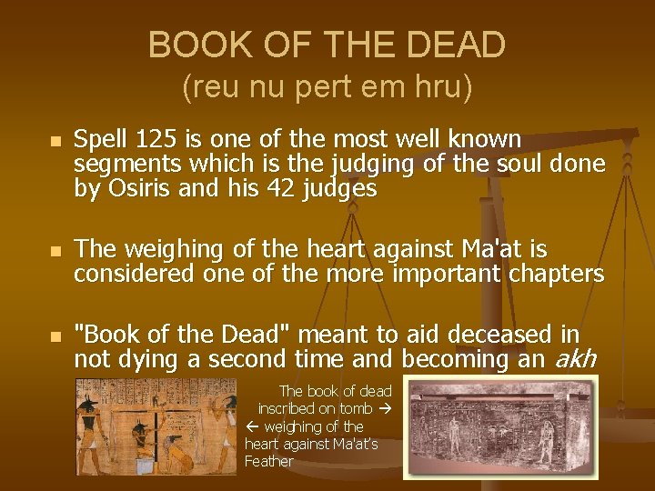 BOOK OF THE DEAD (reu nu pert em hru) n Spell 125 is one