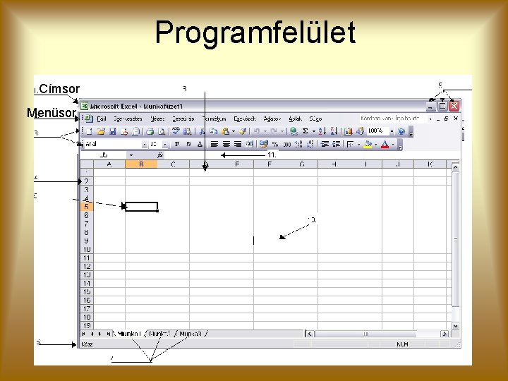 Programfelület Címsor Menüsor 