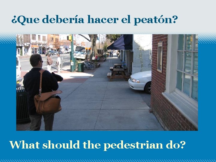 ¿Que debería hacer el peatón? What should the pedestrian do? 