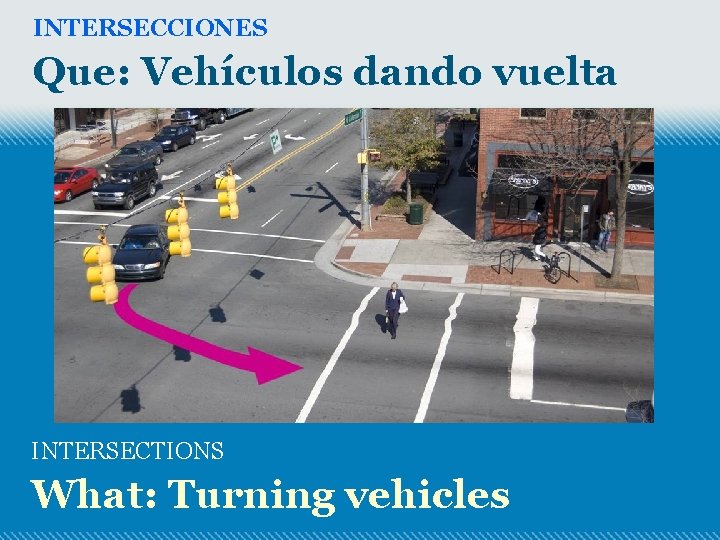 INTERSECCIONES Que: Vehículos dando vuelta INTERSECTIONS What: Turning vehicles 