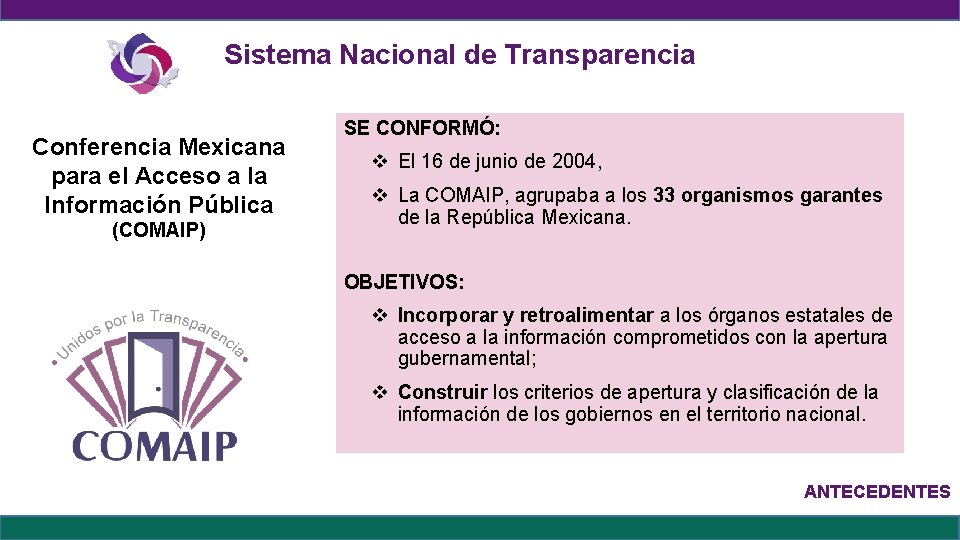 Sistema Nacional de Transparencia Conferencia Mexicana para el Acceso a la Información Pública (COMAIP)