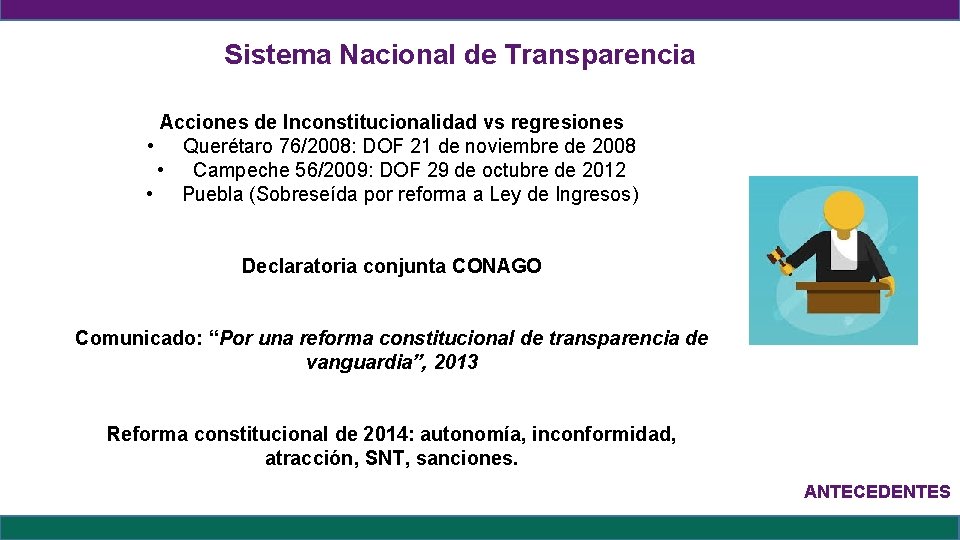 Sistema Nacional de Transparencia Acciones de Inconstitucionalidad vs regresiones • Querétaro 76/2008: DOF 21