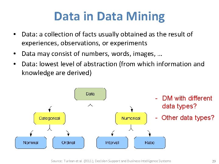 Data in Data Mining • Data: a collection of facts usually obtained as the