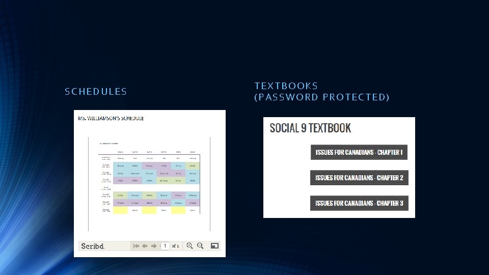 SCHEDU LES TE XTBOOKS (PASS WORD PROTEC TED) 