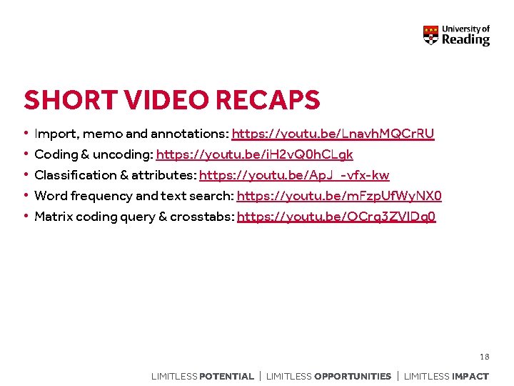 SHORT VIDEO RECAPS • • • Import, memo and annotations: https: //youtu. be/Lnavh. MQCr.