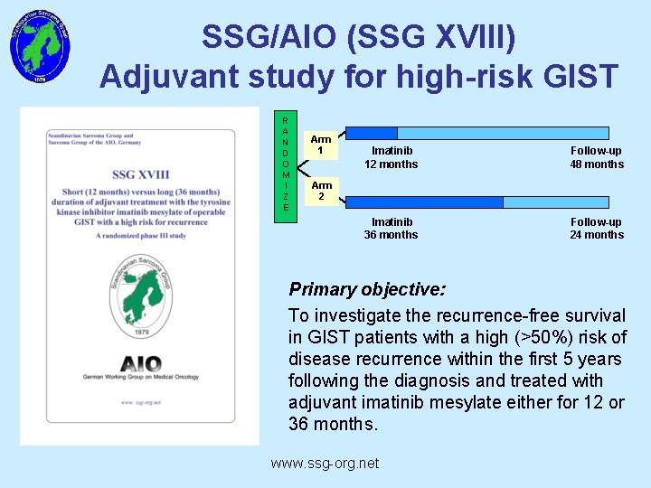 SSG/AIO (SSG XVIII) Adjuvant study for high-risk GIST R A N D O M