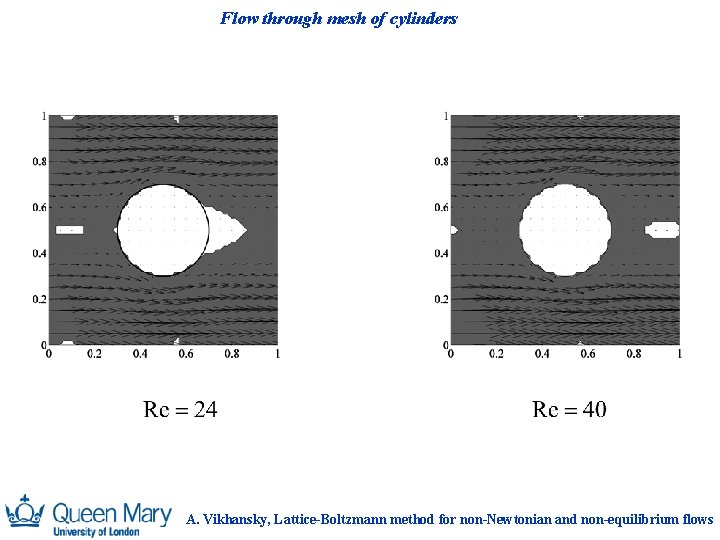 Flow through mesh of cylinders A. Vikhansky, Lattice-Boltzmann method for non-Newtonian and non-equilibrium flows