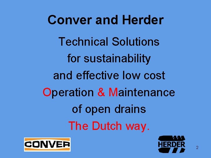 Conver and Herder Technical Solutions for sustainability and effective low cost Operation & Maintenance