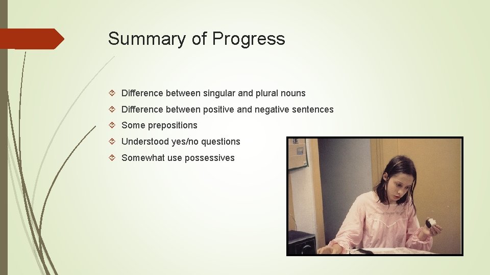 Summary of Progress Difference between singular and plural nouns Difference between positive and negative
