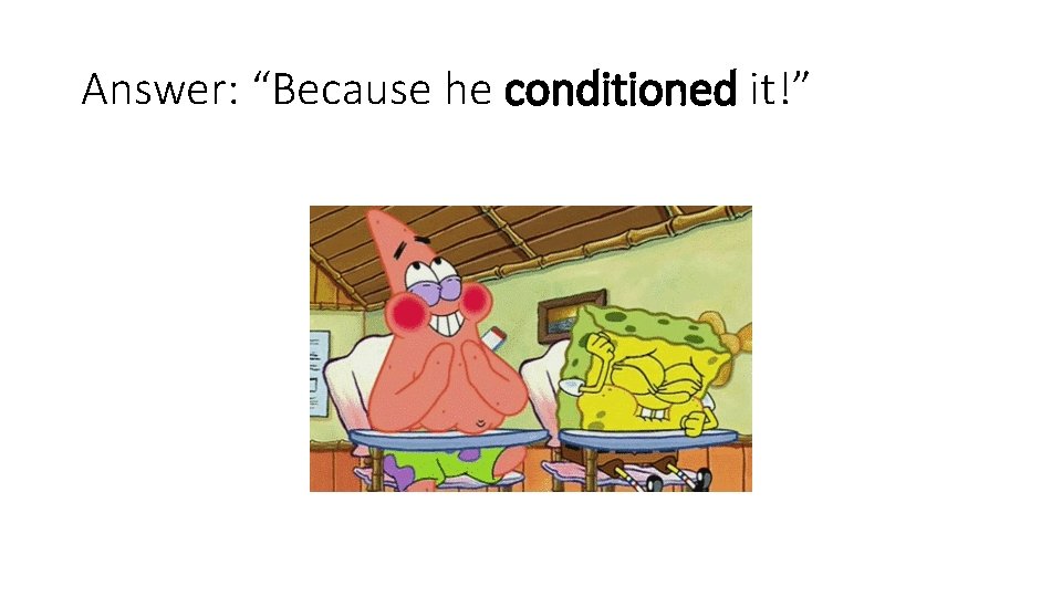 Answer: “Because he conditioned it!” 