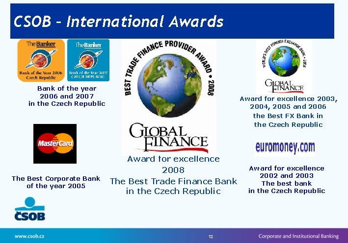CSOB – International Awards Bank of the year 2006 and 2007 in the Czech