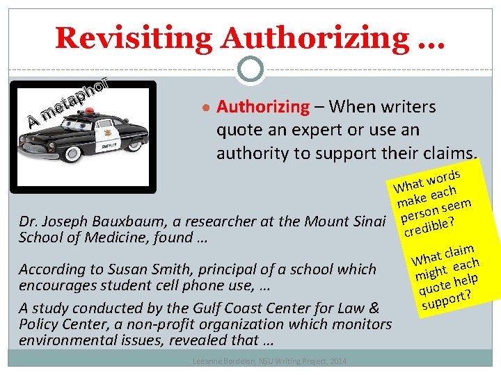 Revisiting Authorizing … r o h p a t me A ● Authorizing –