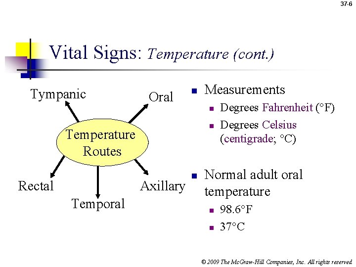 37 -6 Vital Signs: Temperature (cont. ) Tympanic Oral n Measurements n n Temperature