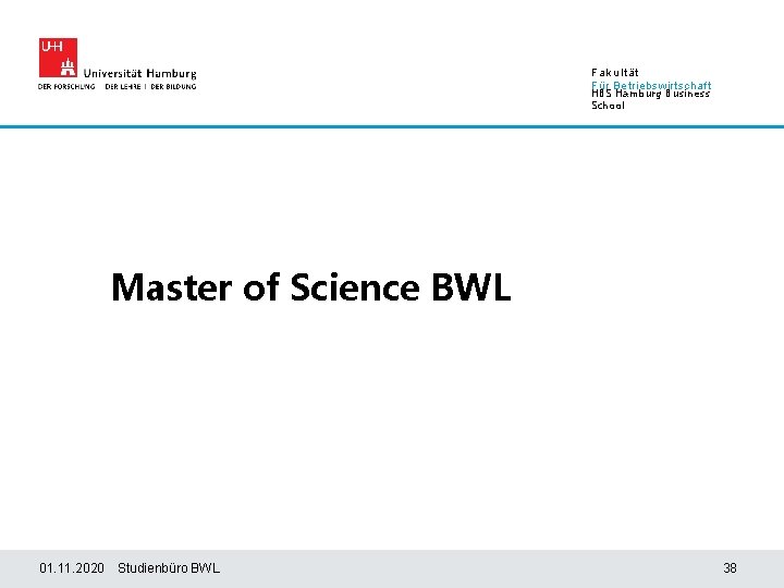 Fakultät Für Betriebswirtschaft HBS Hamburg Business School Master of Science BWL 01. 11. 2020