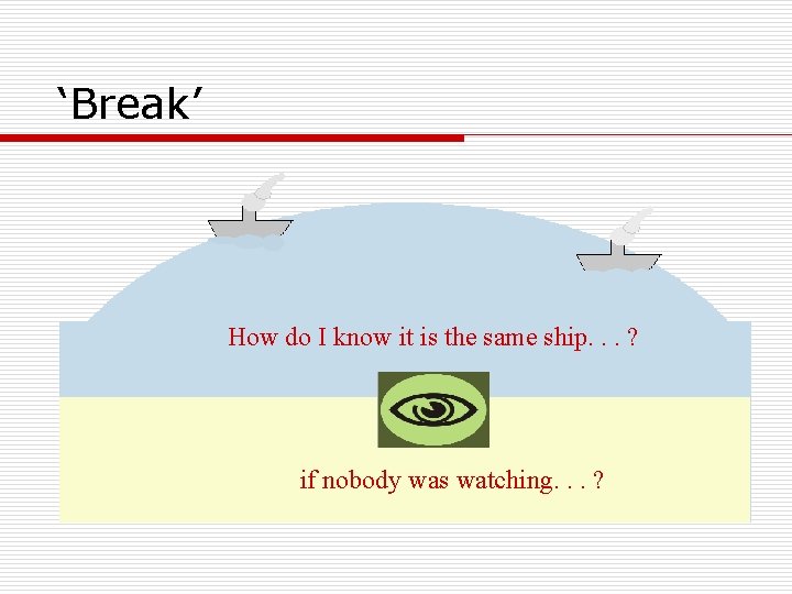 ‘Break’ How do I know it is the same ship. . . ? if