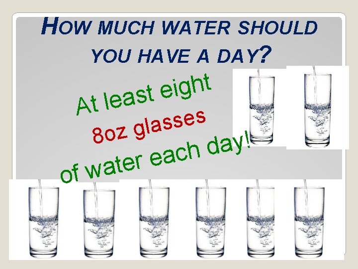 HOW MUCH WATER SHOULD YOU HAVE A DAY? t h g i e t