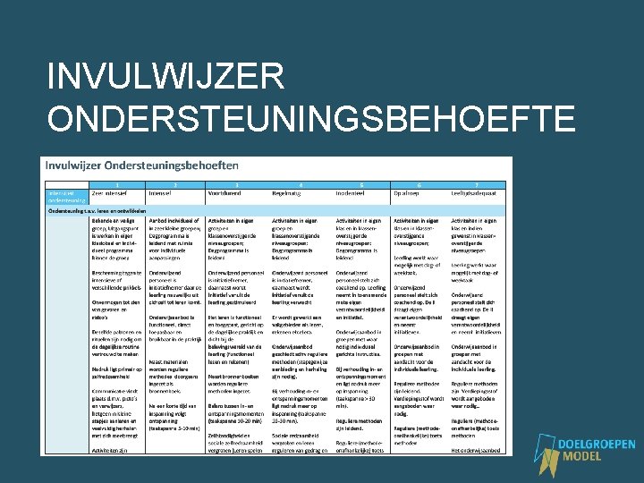 INVULWIJZER ONDERSTEUNINGSBEHOEFTE 