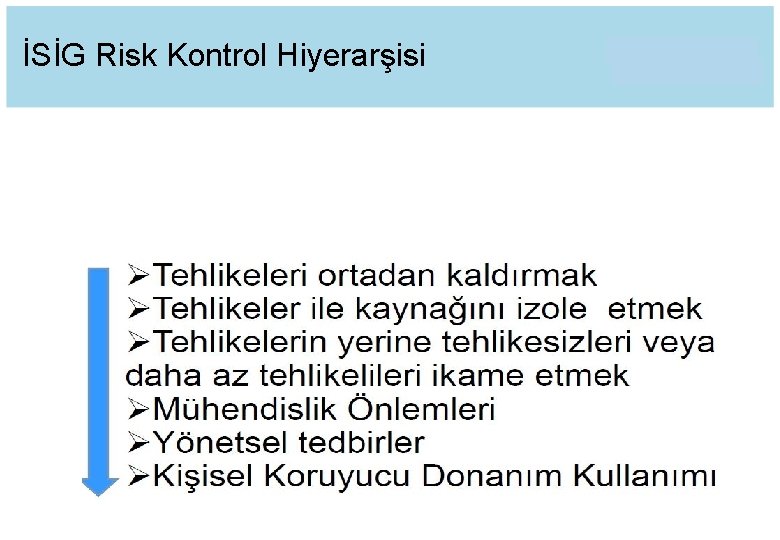 İSİG Risk Kontrol Hiyerarşisi 10 