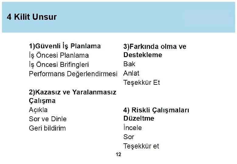 4 Kilit Unsur 12 