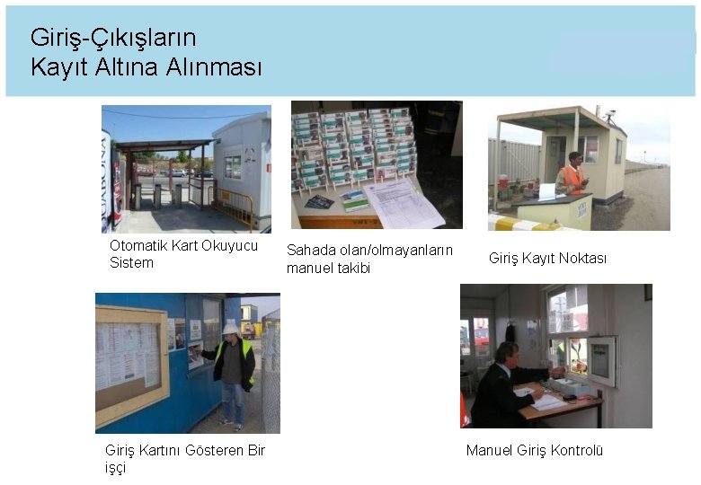 Giriş-Çıkışların Kayıt Altına Alınması Otomatik Kart Okuyucu Sistem Giriş Kartını Gösteren Bir işçi Sahada