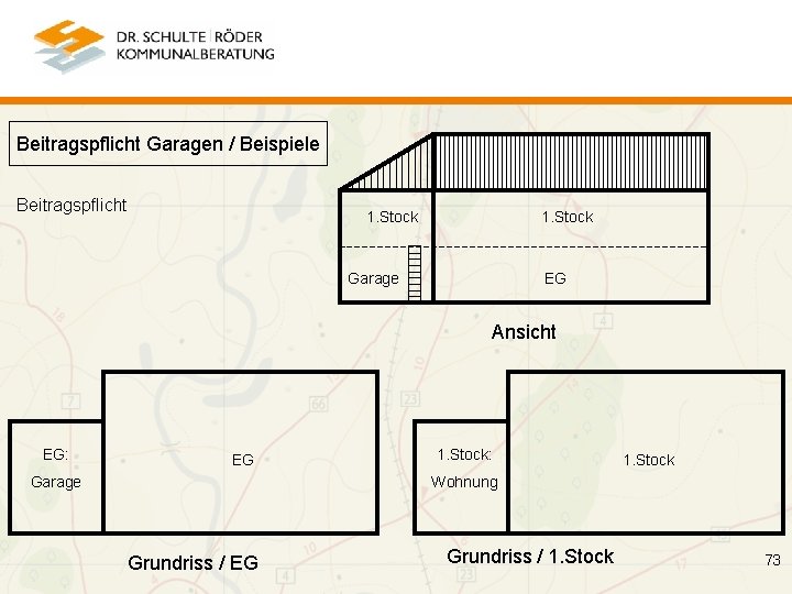 Beitragspflicht Garagen / Beispiele Beitragspflicht 1. Stock Garage EG Ansicht EG: EG Garage 1.