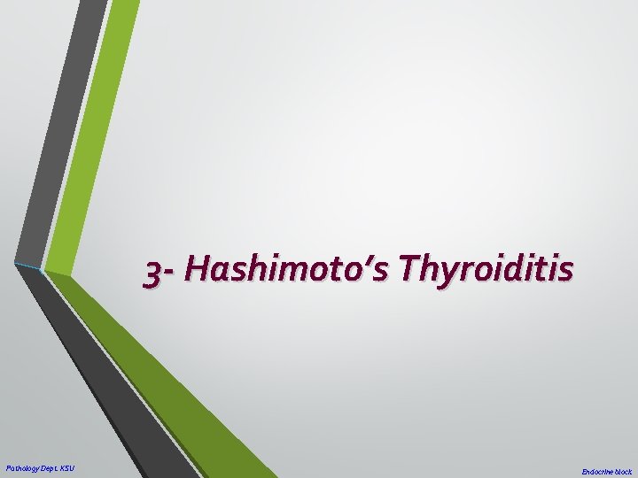 3 - Hashimoto’s Thyroiditis Pathology Dept. KSU Endocrine block 