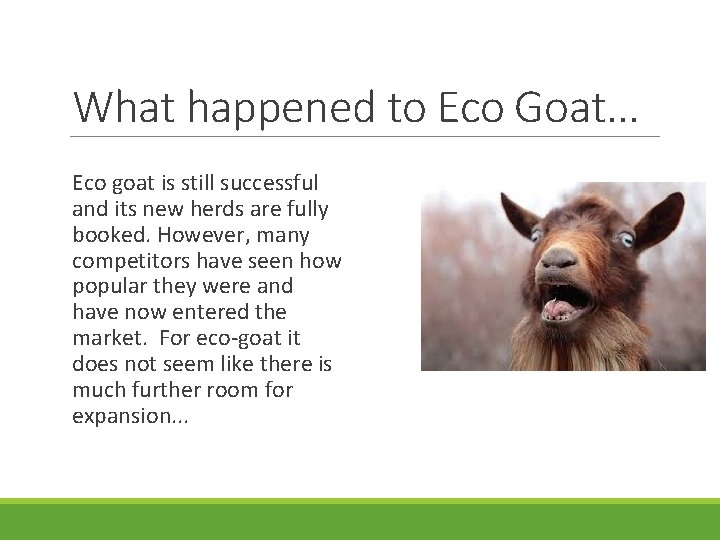 What happened to Eco Goat. . . Eco goat is still successful and its