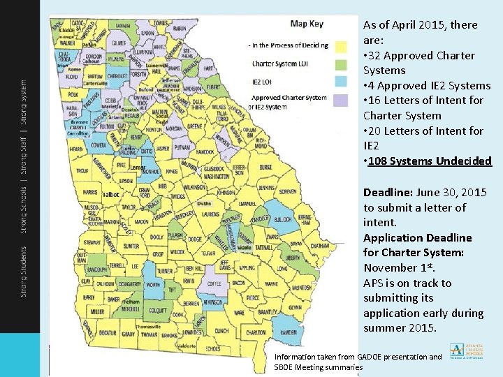 As of April 2015, there are: • 32 Approved Charter Systems • 4 Approved