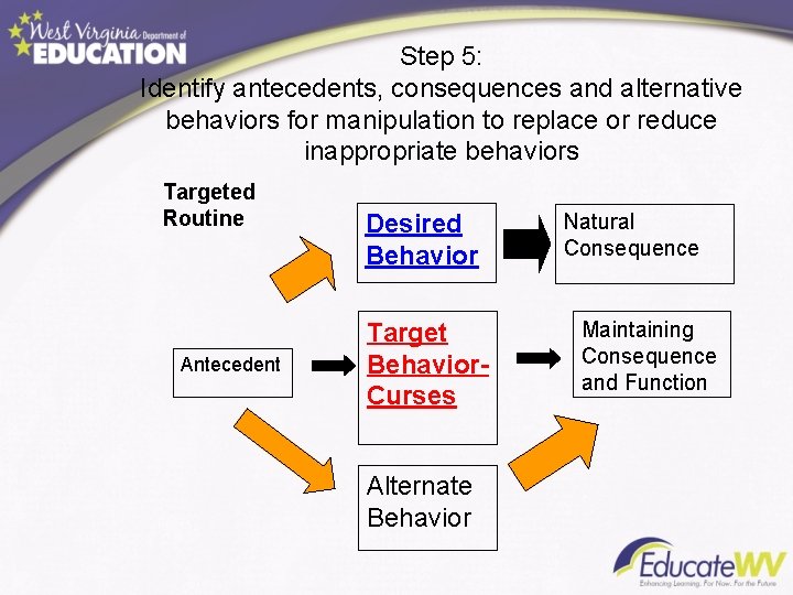 Step 5: Identify antecedents, consequences and alternative behaviors for manipulation to replace or reduce