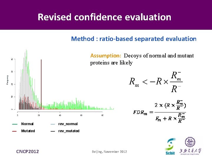 Revised confidence evaluation Method : ratio-based separated evaluation Assumption: Decoys of normal and mutant Revised confidence evaluation Method : ratio-based separated evaluation Assumption: Decoys of normal and mutant