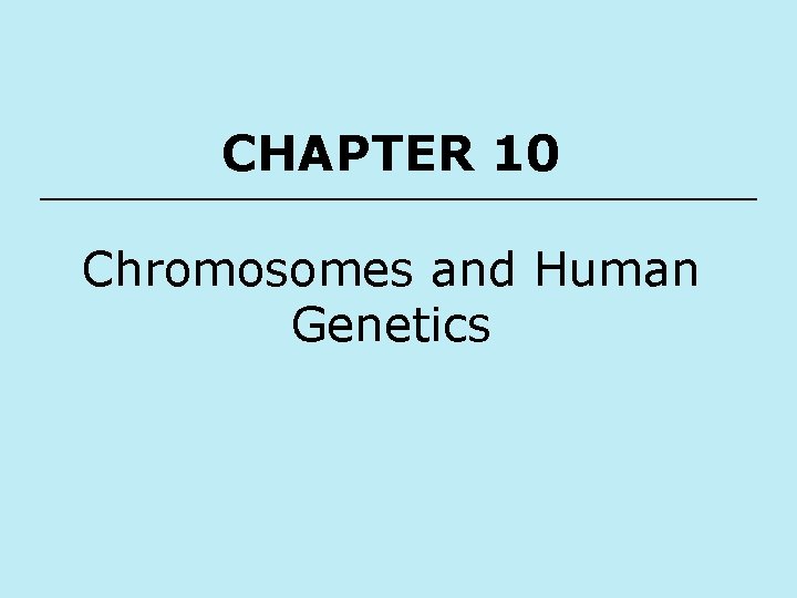 CHAPTER 10 Chromosomes and Human Genetics 