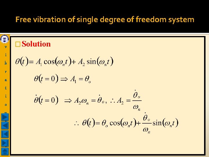 Free vibration of single degree of freedom system v i b r a t