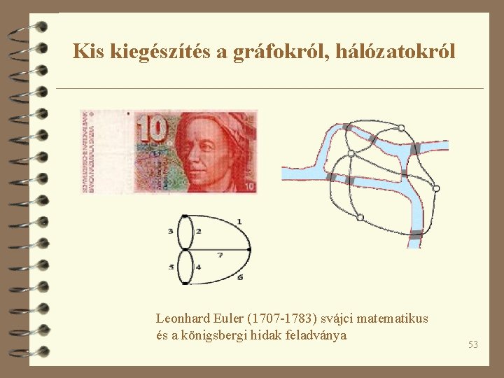 Kis kiegészítés a gráfokról, hálózatokról Leonhard Euler (1707 -1783) svájci matematikus és a königsbergi