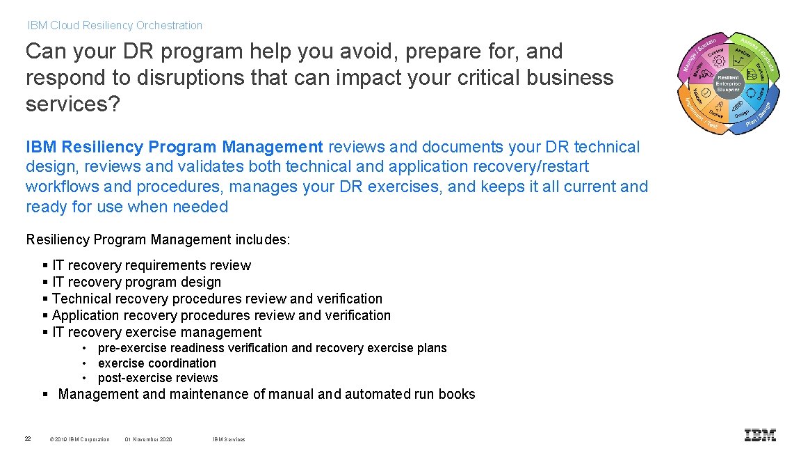 IBM Cloud Resiliency Orchestration Can your DR program help you avoid, prepare for, and