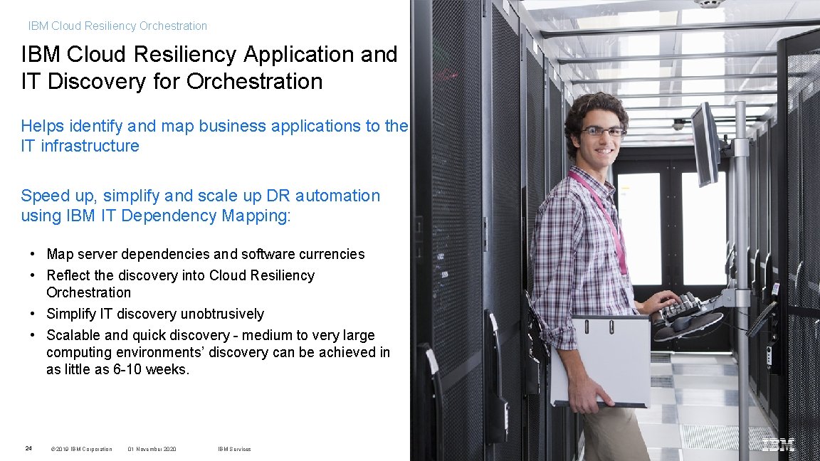 IBM Cloud Resiliency Orchestration IBM Cloud Resiliency Application and IT Discovery for Orchestration Helps