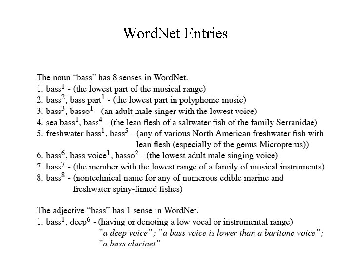 Word. Net Entries 