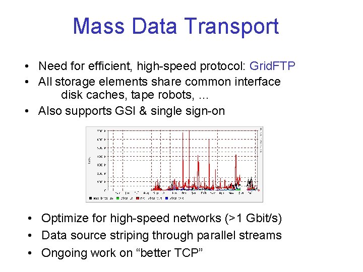 Mass Data Transport • Need for efficient, high-speed protocol: Grid. FTP • All storage