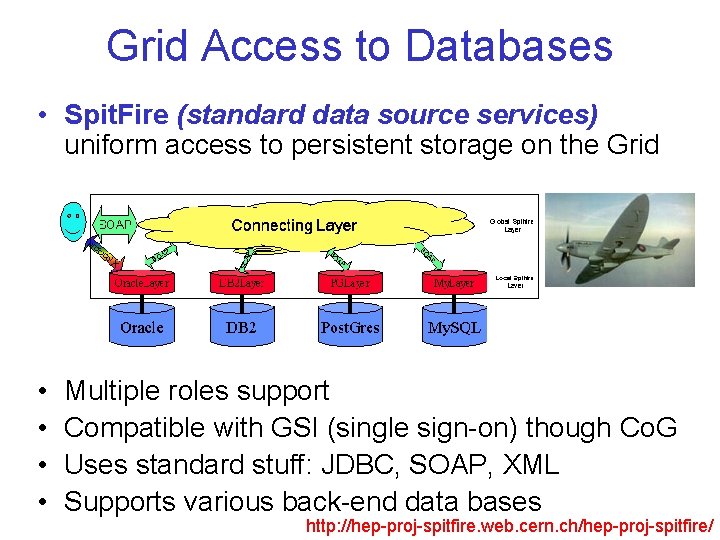 Grid Access to Databases • Spit. Fire (standard data source services) uniform access to