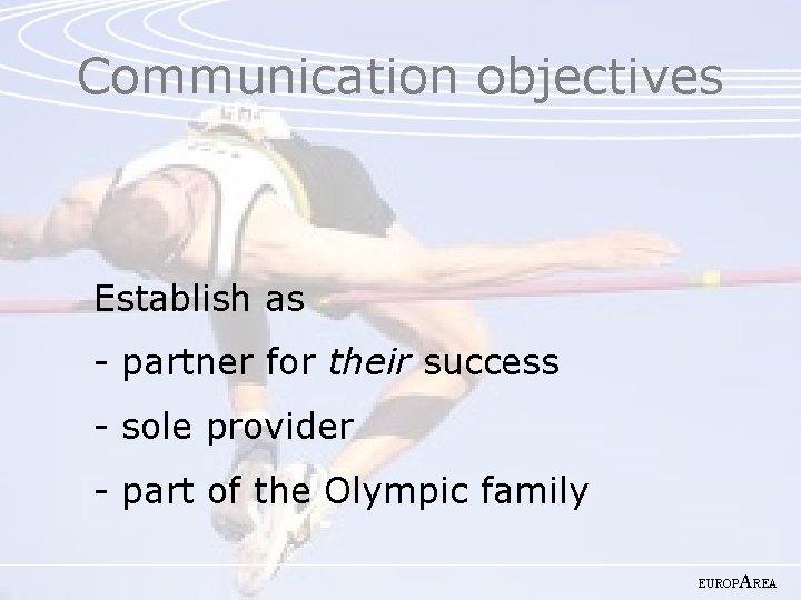 Communication objectives Establish as - partner for their success - sole provider - part