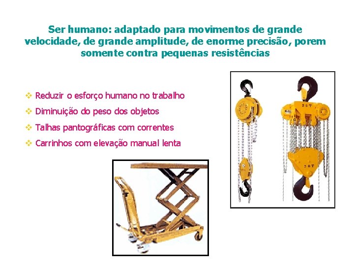 Ser humano: adaptado para movimentos de grande velocidade, de grande amplitude, de enorme precisão,